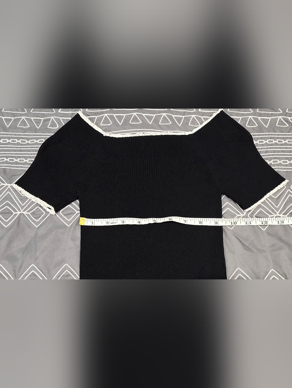 Sandro Black Ribbed Top With White Trim Size 1(US S) - Picture 5 of 5